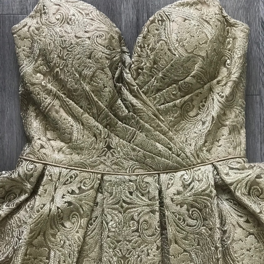 Gold Lace Dress by Sherri Hill - Picture 2 of 5